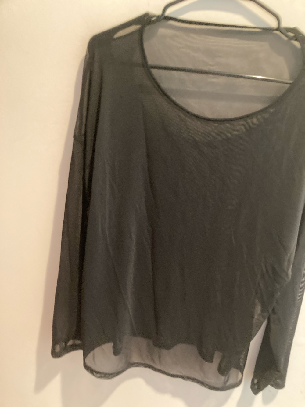 Sheer Long-Sleeve Black Women's Top med/large